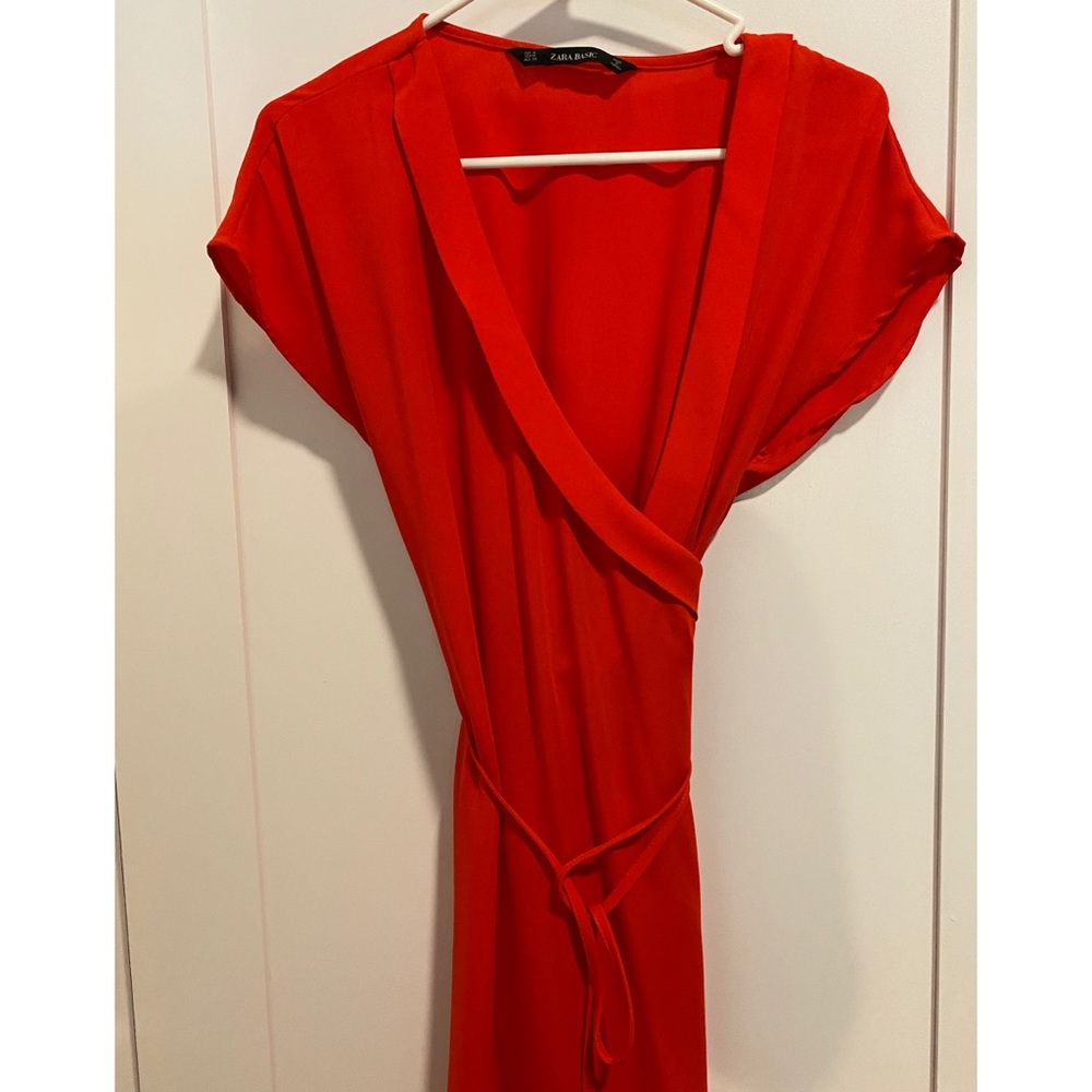 🌟PRICE DROP💫Zara Bright Red Wrap Dress Like New